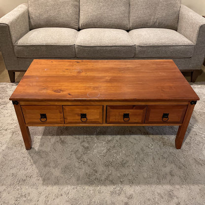 4 Drawer with Pull Rings Wooden Coffee Table C COFFEE TABLES