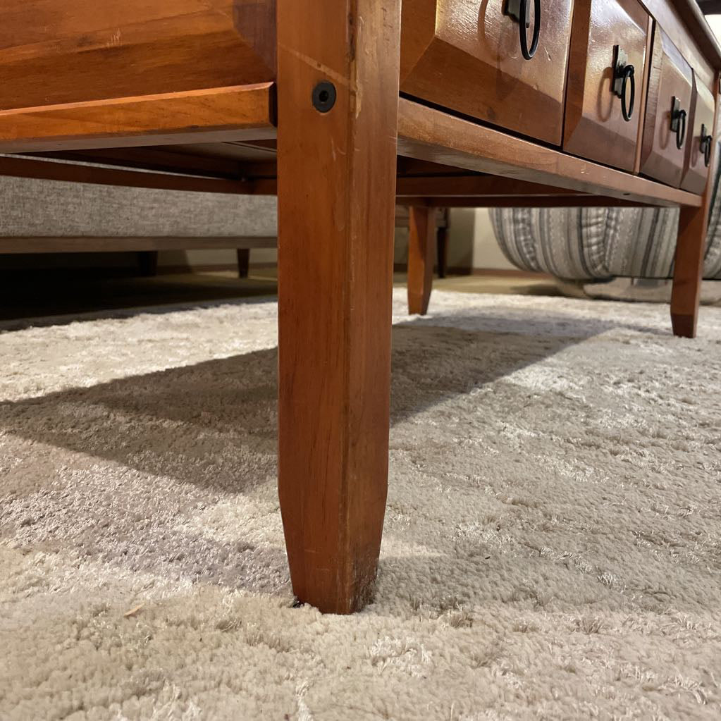 4 Drawer with Pull Rings Wooden Coffee Table C COFFEE TABLES