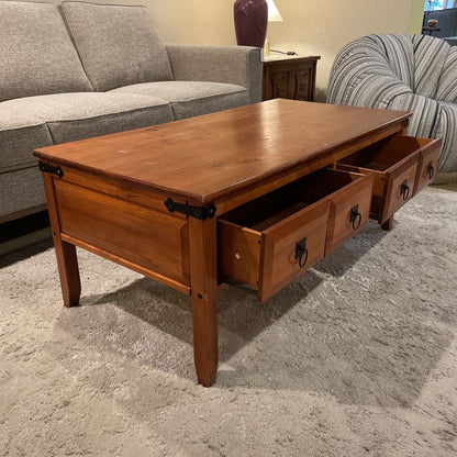 4 Drawer with Pull Rings Wooden Coffee Table C COFFEE TABLES