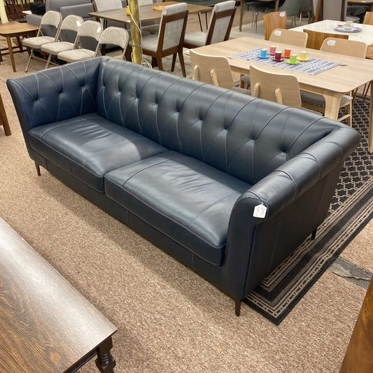 Midnight Tufted Leather Tuxedo Sofa