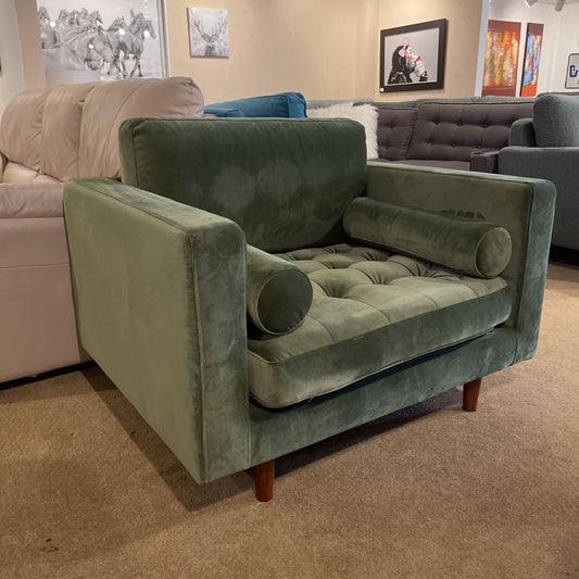 Moss Green Velvet Tufted Accent Chair