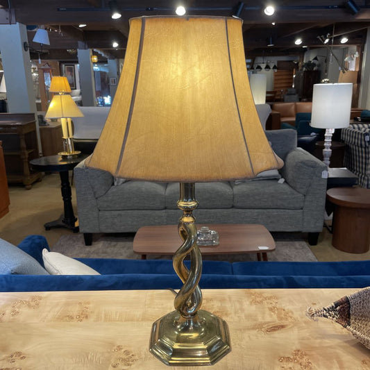 Twisted Stem Brass Table Lamp