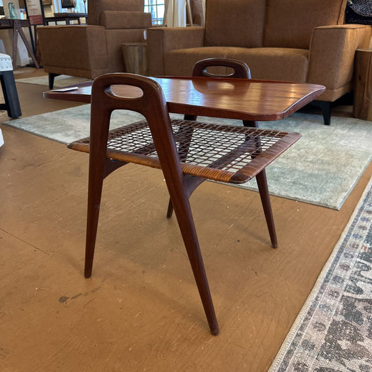 MC Danish Side Table W/Woven Shelf