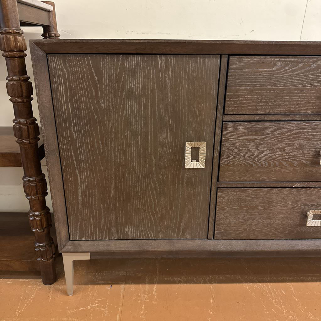 Modern Dark Wood Buffet W/ Silver Handles C SIDEBOARDS