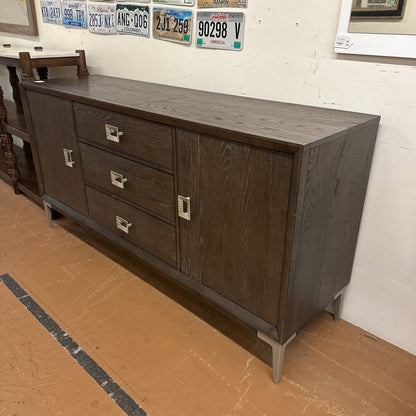 Modern Dark Wood Buffet W/ Silver Handles C SIDEBOARDS