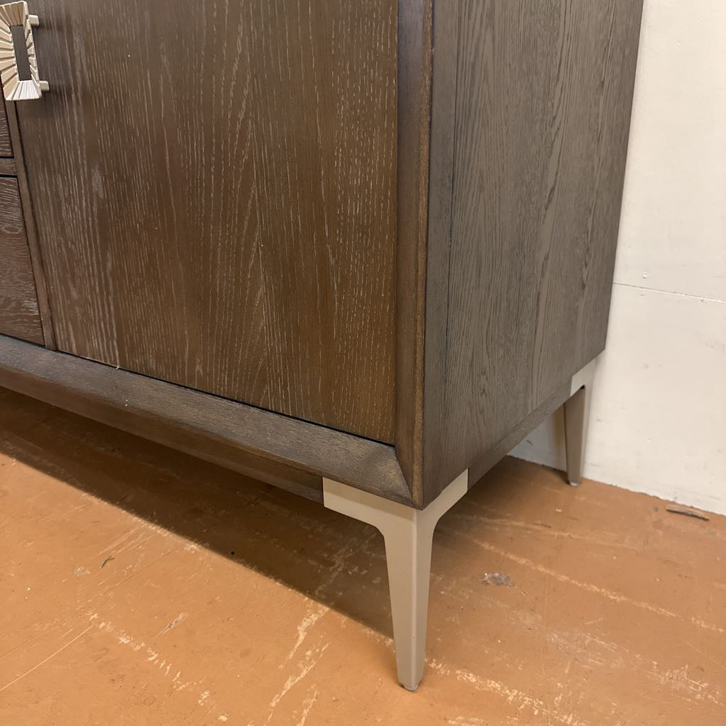Modern Dark Wood Buffet W/ Silver Handles C SIDEBOARDS