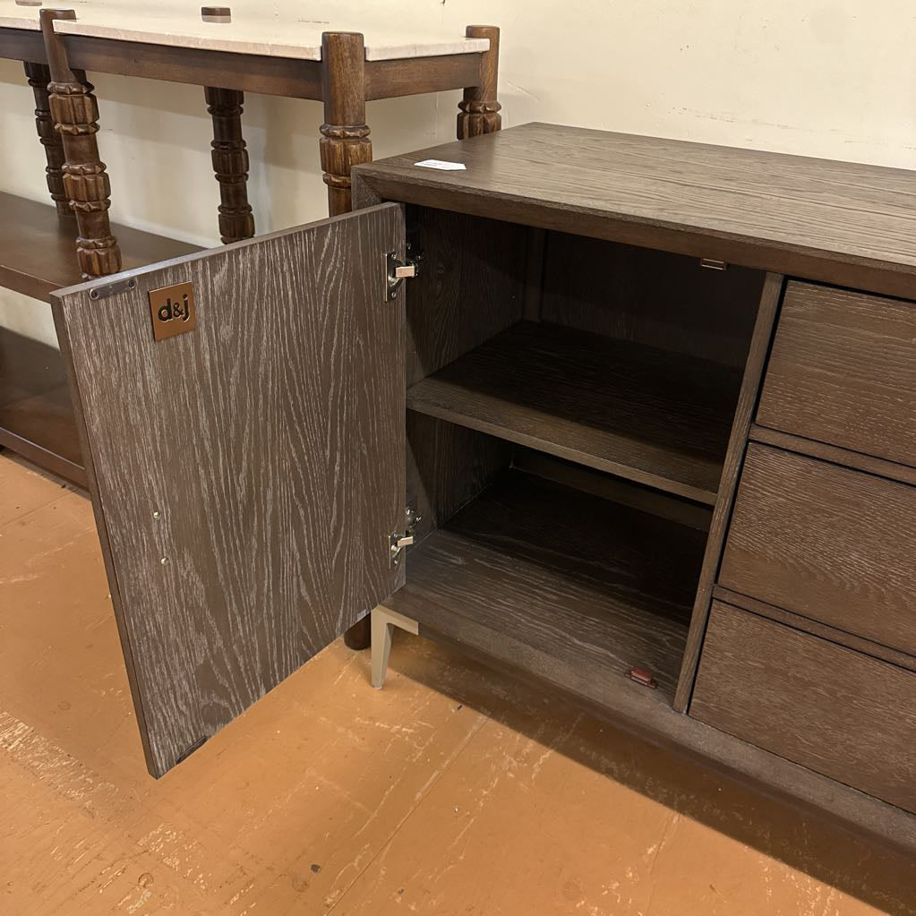 Modern Dark Wood Buffet W/ Silver Handles C SIDEBOARDS