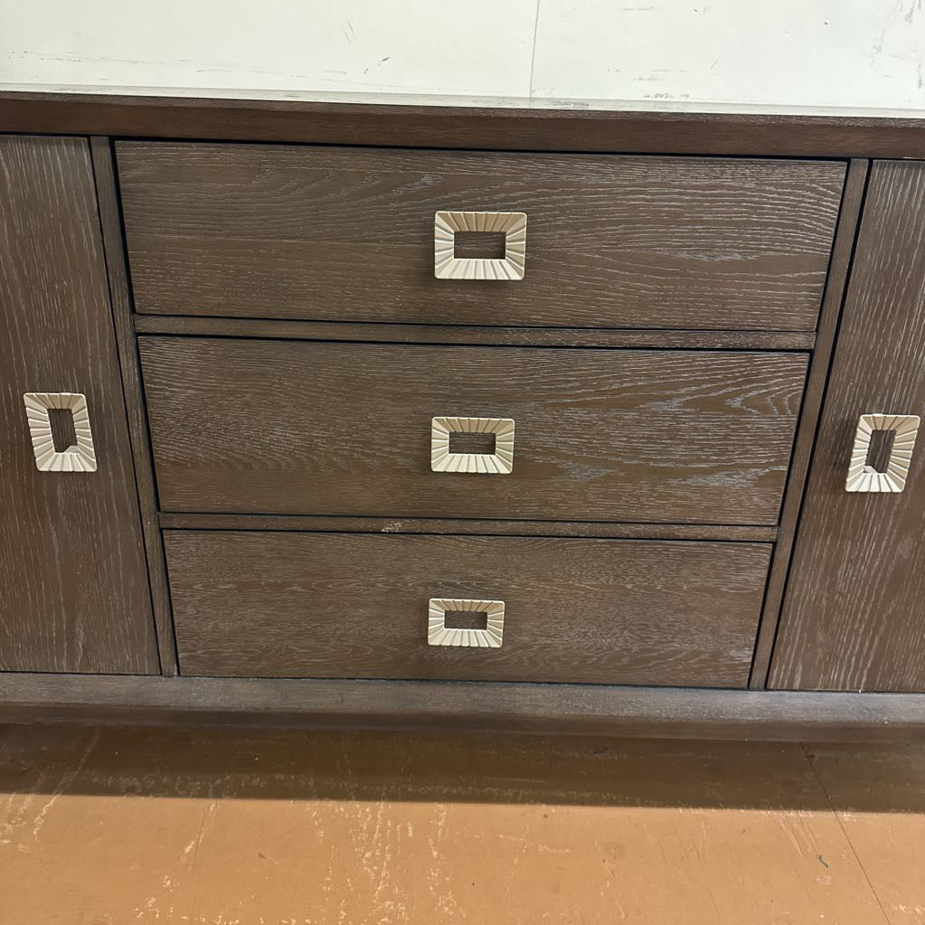Modern Dark Wood Buffet W/ Silver Handles C SIDEBOARDS