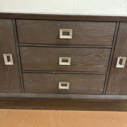 Modern Dark Wood Buffet W/ Silver Handles C SIDEBOARDS