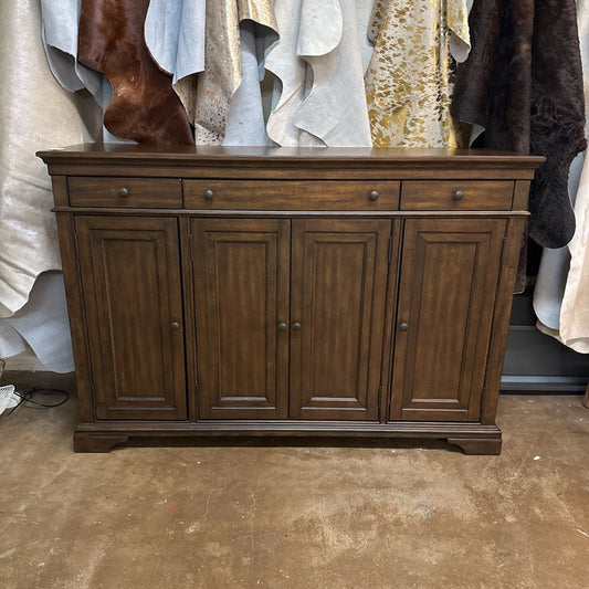 Tall Dark Wood 4 Door Hutch