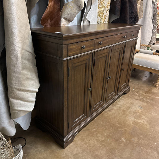 Tall Dark Wood 4 Door Hutch