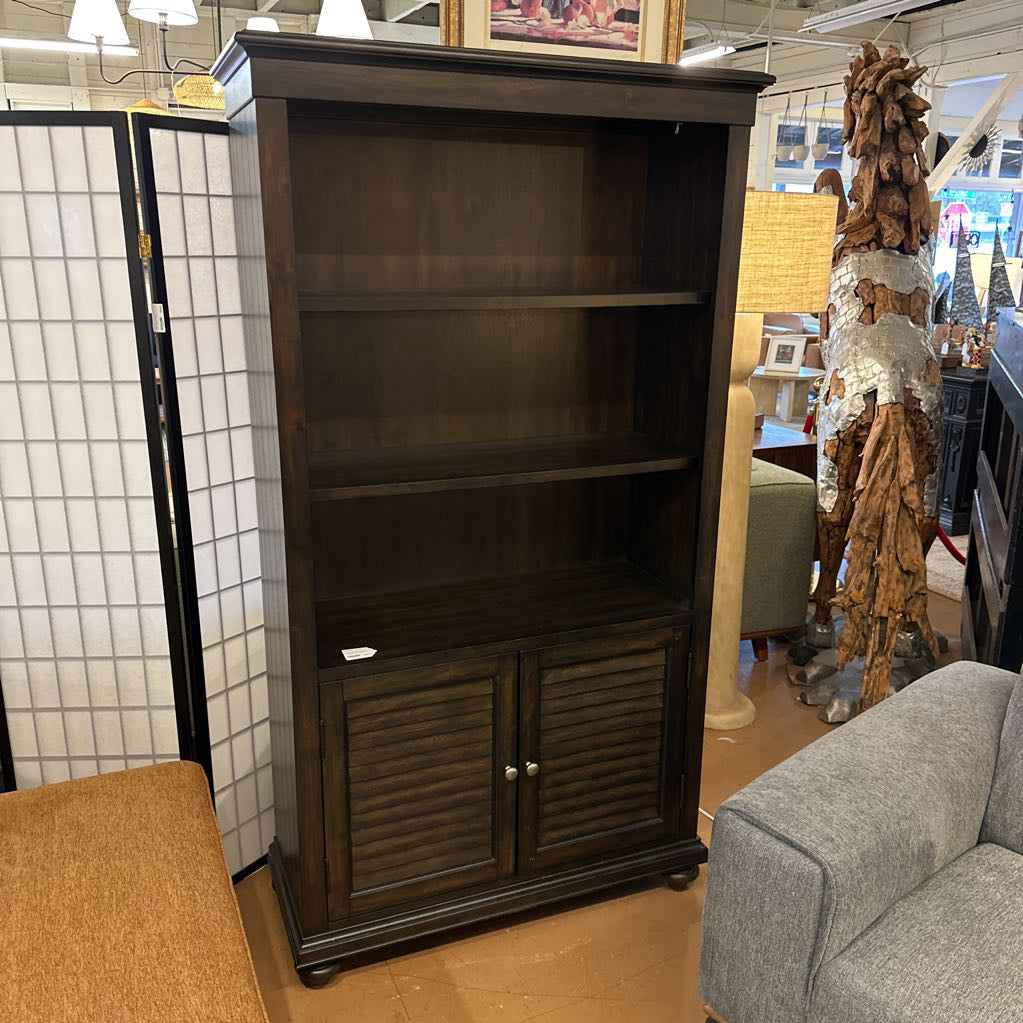 2 Door Dark Wood Bookcase C BOOKSHELVES