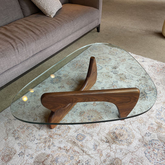 Noguchi Style Wood Base Coffee Table