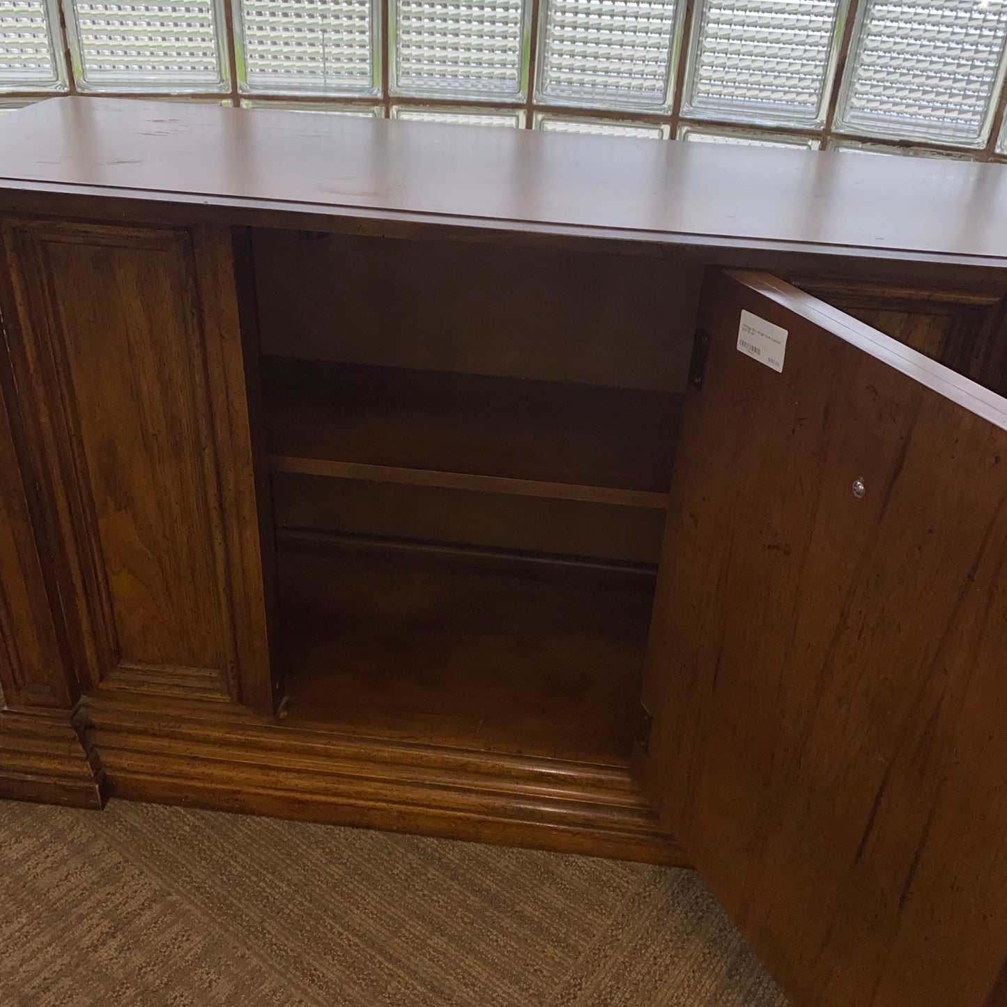 Vintage Burl Single Door Cabinet (AS IS) C CABINETS