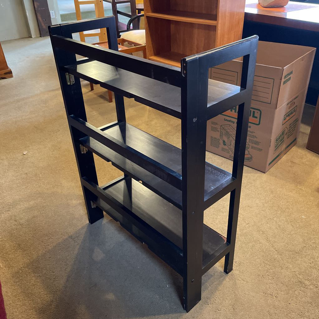 3 Tier Black Foldable Bookshelf