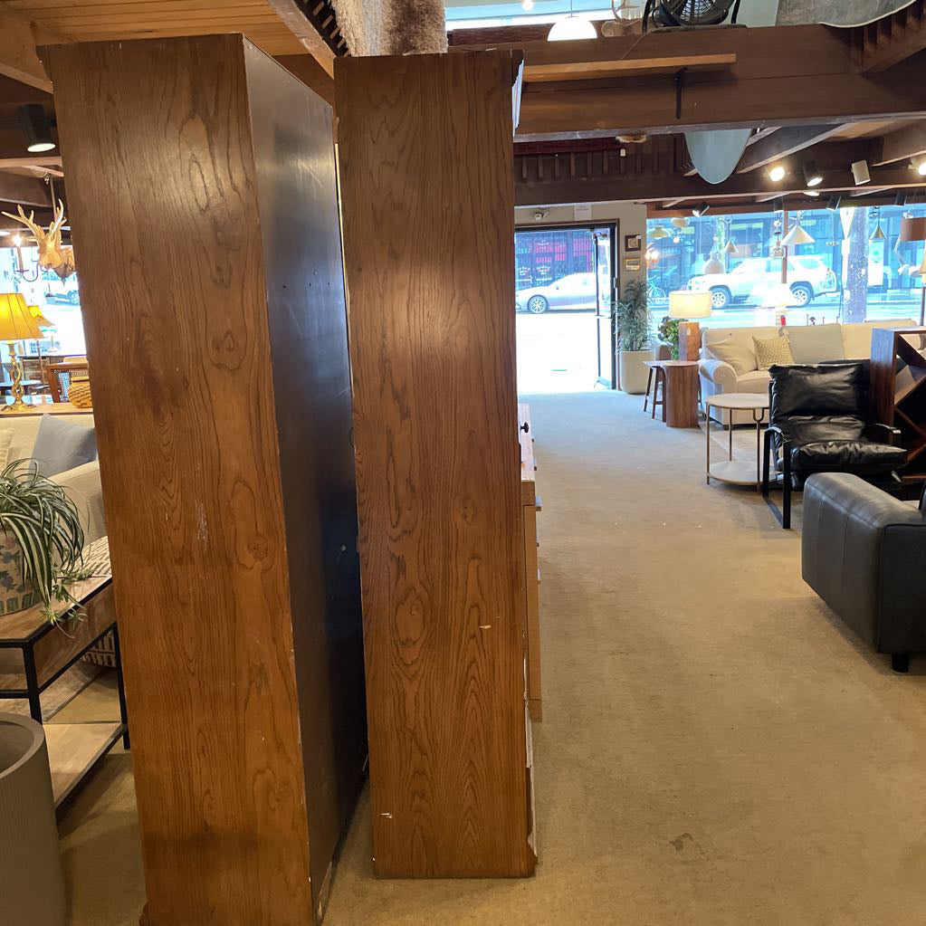 Oak 3 Drawer Tall Secretary Desk w/ Shelf & Pencil Sharpener