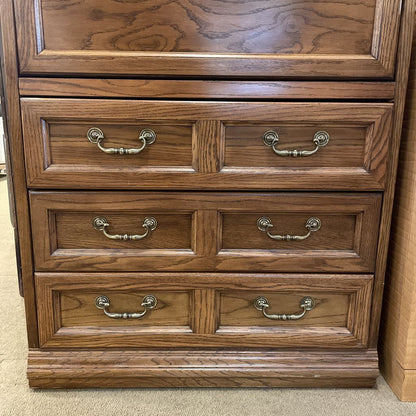 Oak 3 Drawer Tall Secretary Desk w/ Shelf & Pencil Sharpener