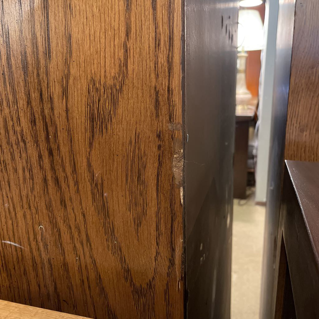 Oak 3 Drawer Tall Secretary Desk w/ Shelf & Pencil Sharpener