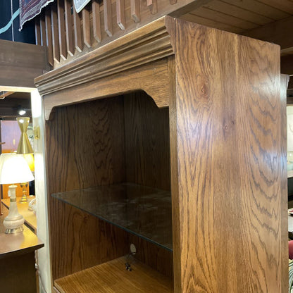 Oak 3 Drawer Tall Secretary Desk w/ Shelf & Pencil Sharpener