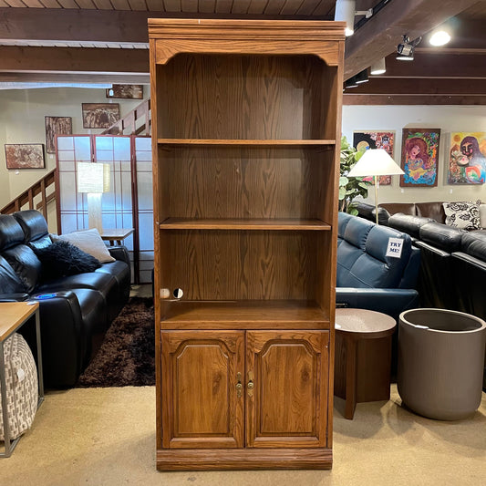 Oak 2 Door Tall Bookshelf