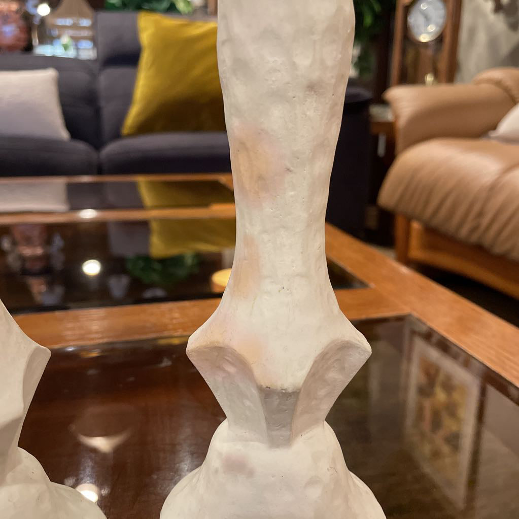White Painted Candlestick SET OF 2