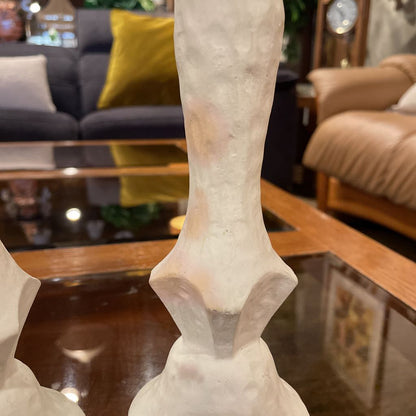 White Painted Candlestick SET OF 2