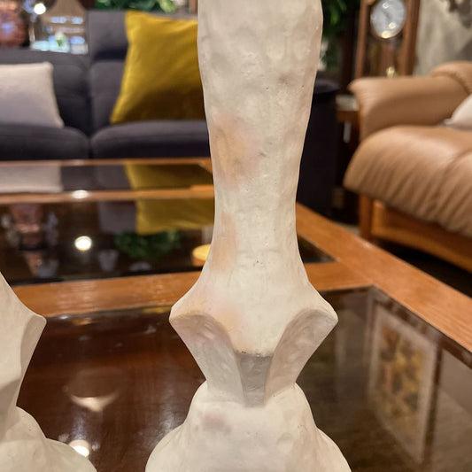White Painted Candlestick SET OF 2 SMALLS