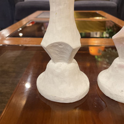 White Painted Candlestick SET OF 2