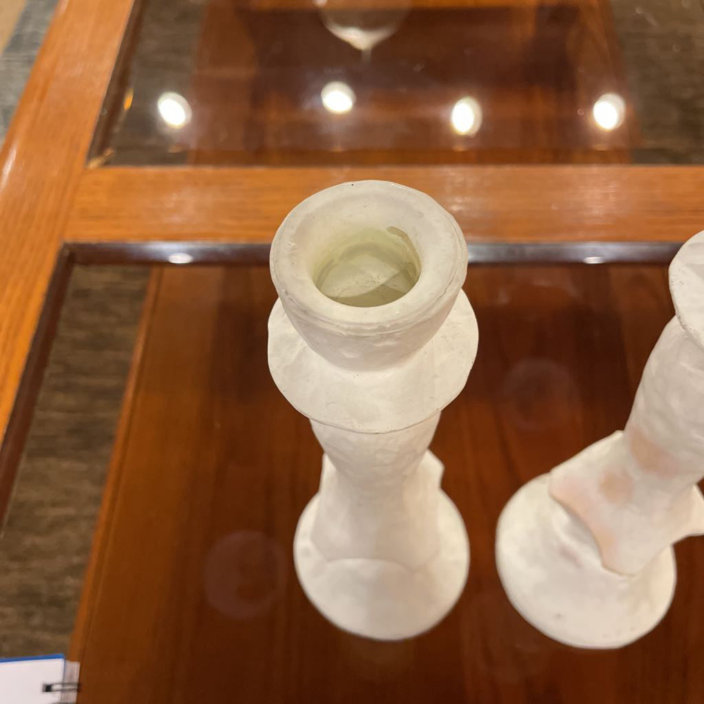 White Painted Candlestick SET OF 2