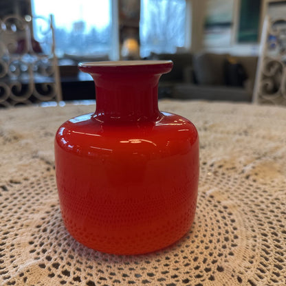 Small Red Holmegaard Per Lutkin Vase UNIQUE FINDS