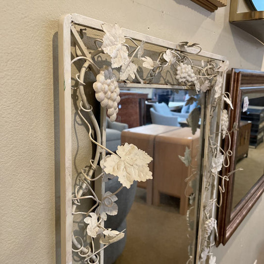 White Metal Vine Leaves Framed Mirror