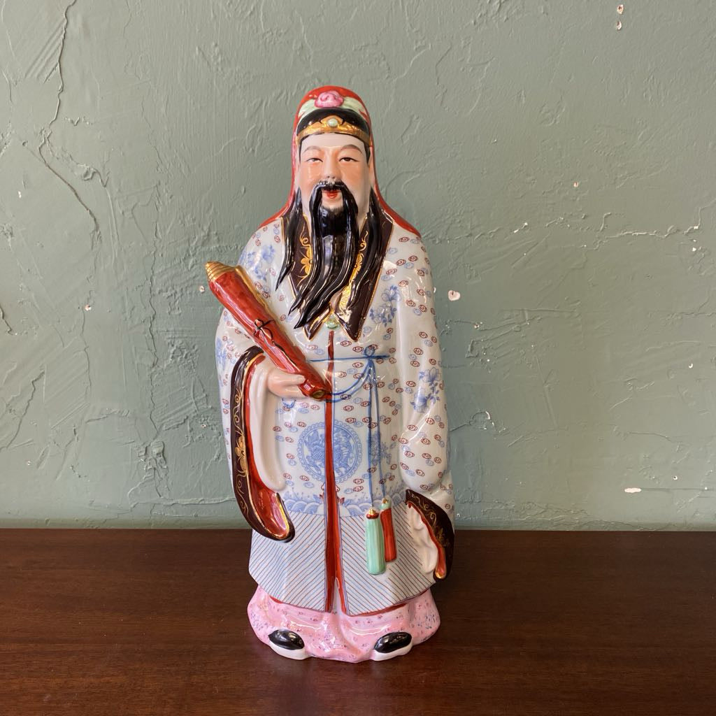 Chinese God of Good Fortune Porcelain Figurine UNIQUE FINDS