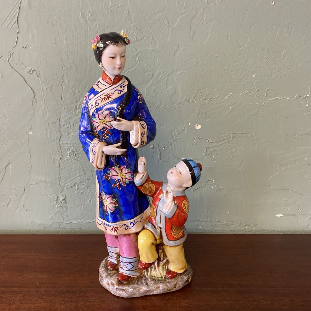 Chinese Mother & Child Porcelain Figurine UNIQUE FINDS