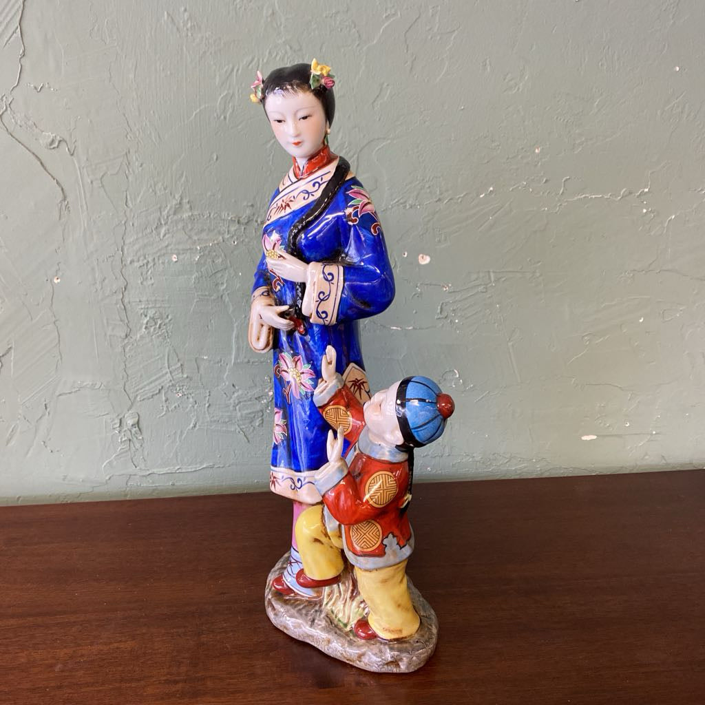 Chinese Mother & Child Porcelain Figurine UNIQUE FINDS