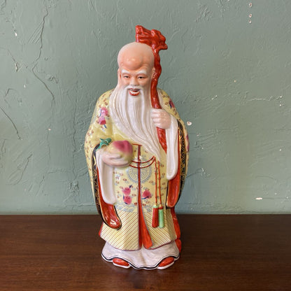 Chinese God of Longevity Porcelain Figurine UNIQUE FINDS