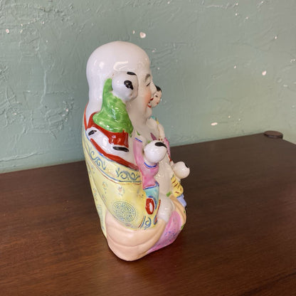Chinese Laughing Buddha w/Children Porcelain Figurine UNIQUE FINDS