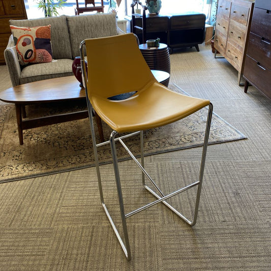 APELLE Ocher Leather Barstool C STOOLS