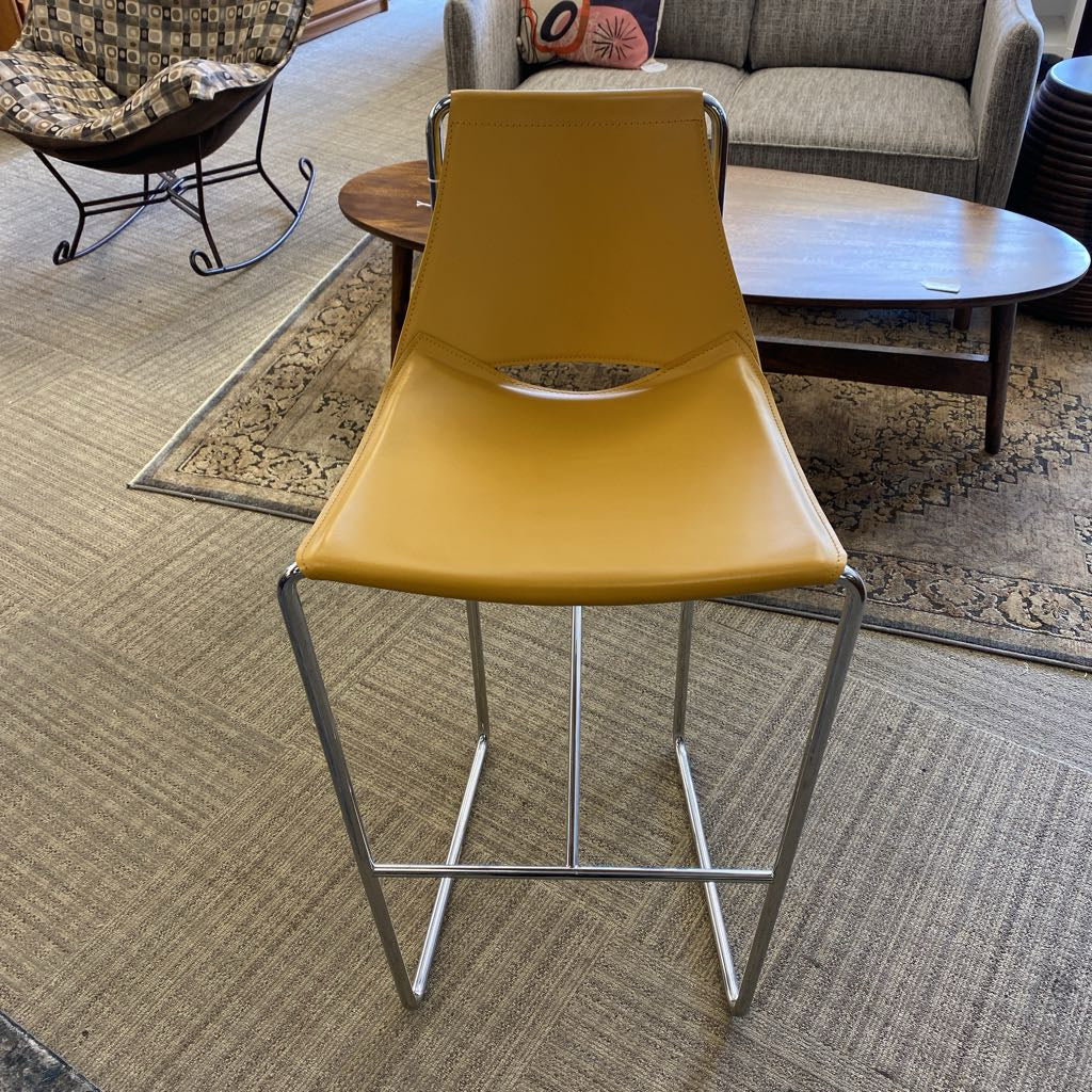 APELLE Ocher Leather Barstool C STOOLS