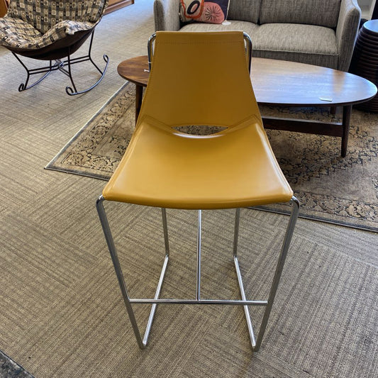 APELLE Ocher Leather Barstool C STOOLS