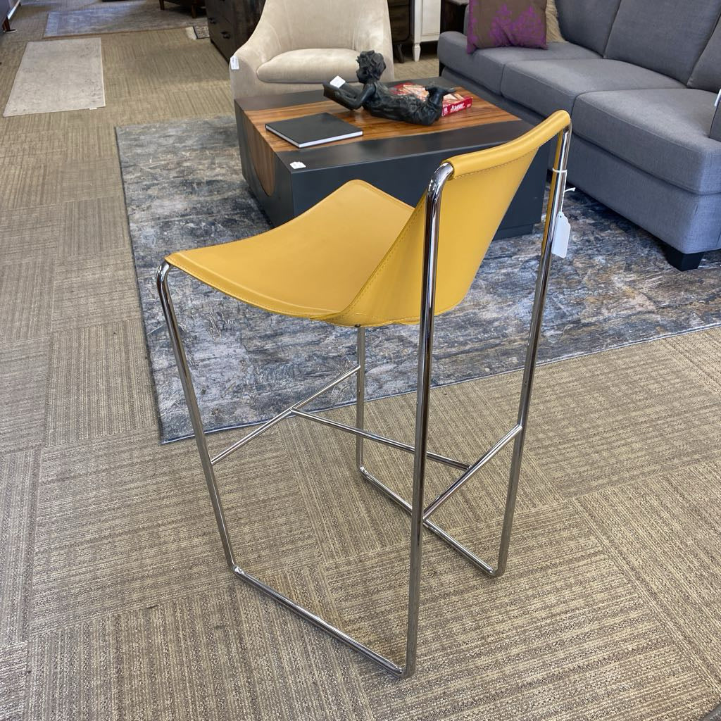 APELLE Ocher Leather Barstool C STOOLS