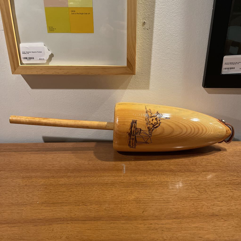 Wood Net Bouy with Carved Fishing Boat & Lighthouse Scene UNIQUE FINDS