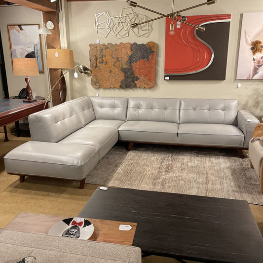 Odense Light Grey Leather LAF Sectional U SECTIONALS LAF