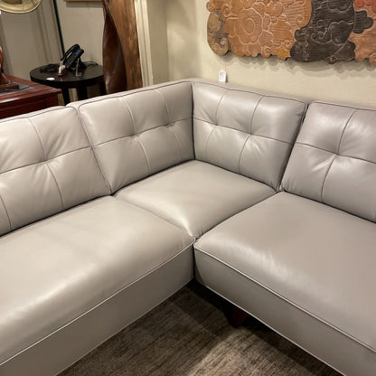 Odense Light Grey Leather LAF Sectional U SECTIONALS LAF