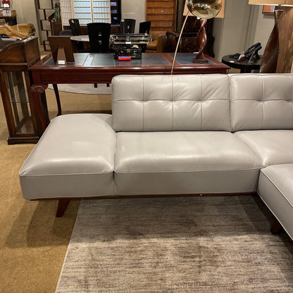 Odense Light Grey Leather LAF Sectional U SECTIONALS LAF