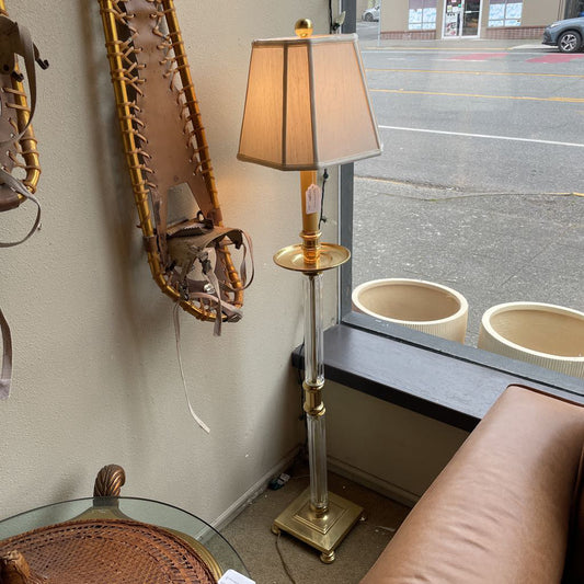 Brass + Glass Pillar Base Floor Lamp