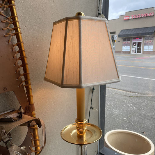 Brass + Glass Pillar Base Floor Lamp