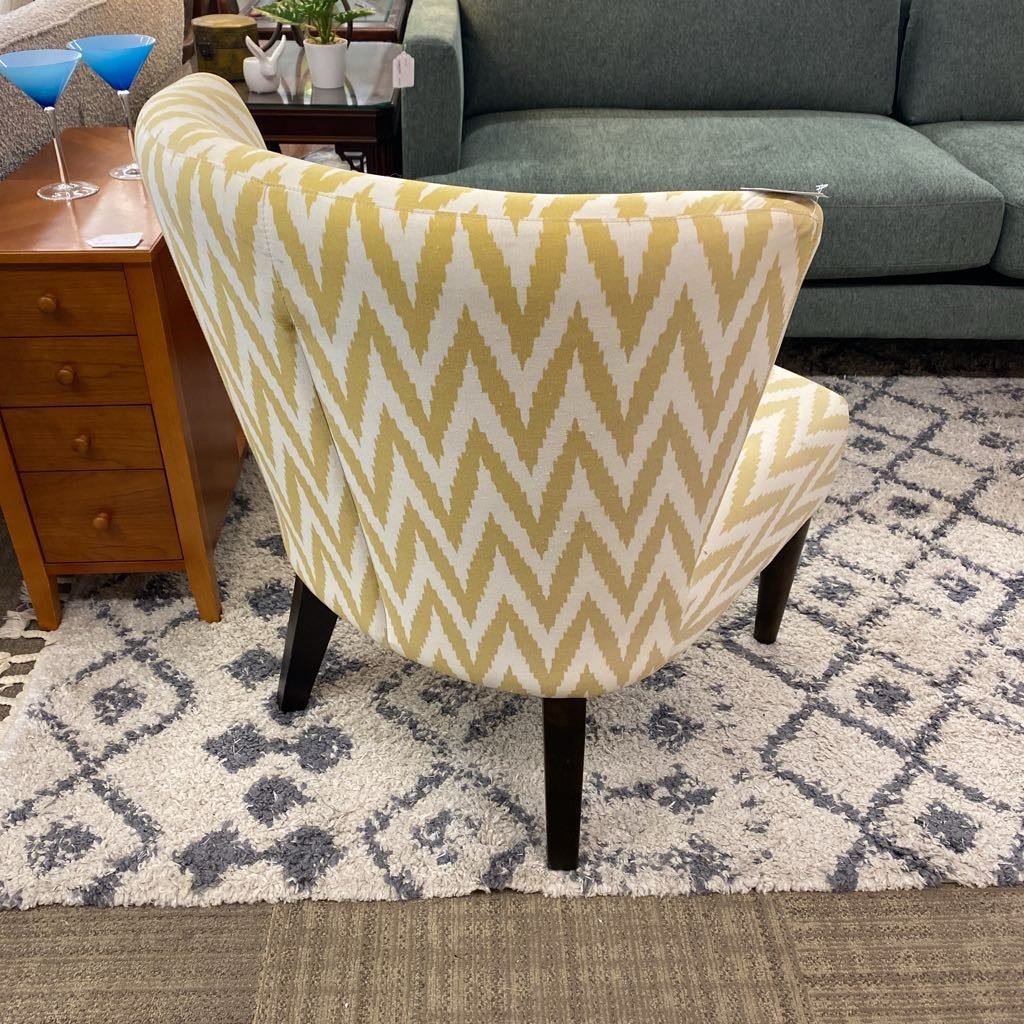 Yellow & White Chevron Pattern Slipper Chair (AS IS) U ACCENT CHAIRS