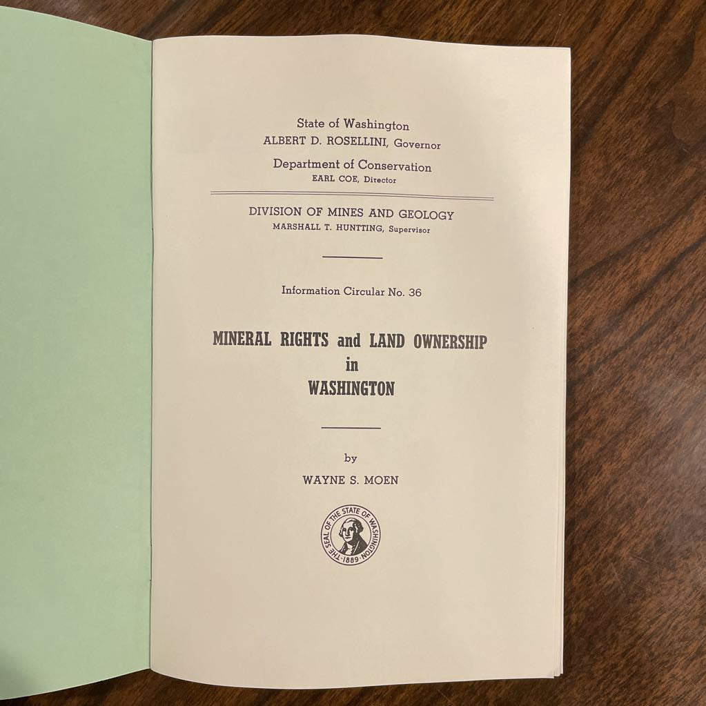 Land Ownership/Washington Vintage Handbook UNIQUE FINDS