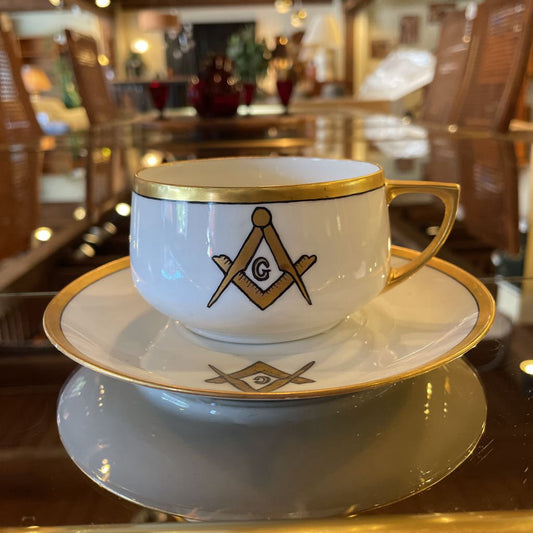 Czech-Made Masonic Teacup & Saucer Set