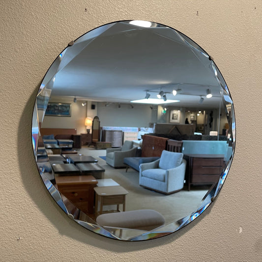 Round Vintage Mirror with Beveled Rim